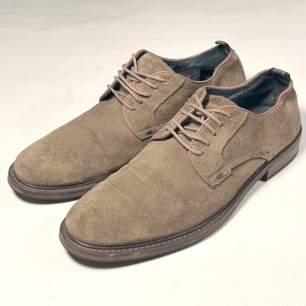 Ted Baker Derby Shoes Men 12 Tan Suede Lace Up Brogue Detail Business Casual